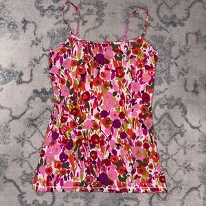 Express sexy basic bra cami XS spaghetti adjustable strap pink Floral EUC